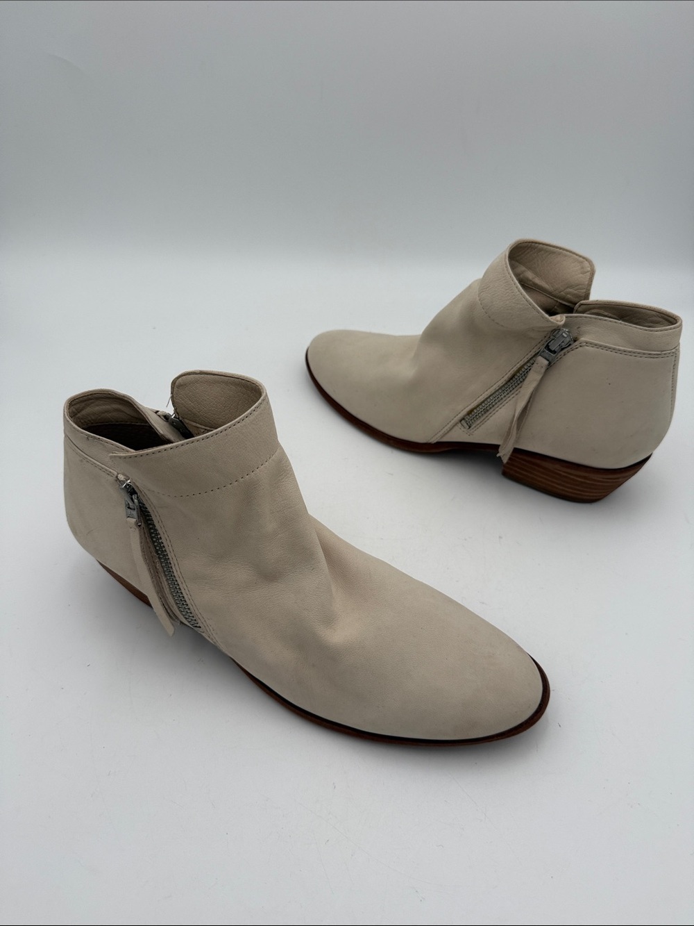 Sam Edelman Beige/Cream Leather Ankle Booties women 11M festival casual retro